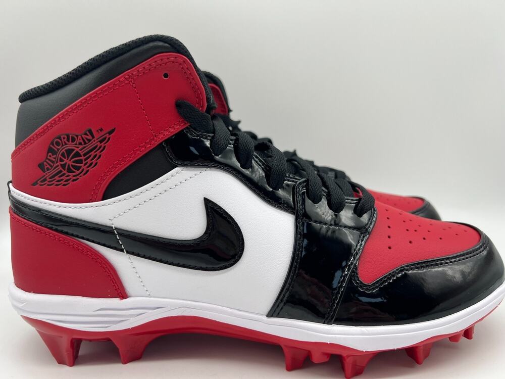 Jordan 1 Mid TD Cleat Bred Toe Men’s Size 10 Football Cleats FJ6805-601 New